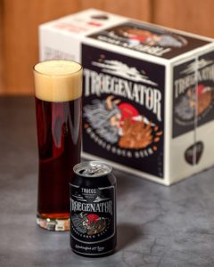 Troegenator 12-pack can and glass.